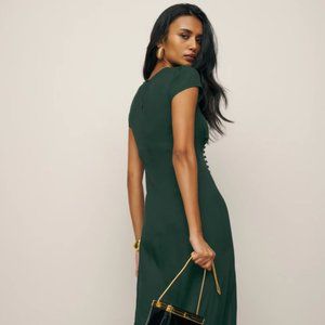 Reformation Frasier Dress in Forest Green